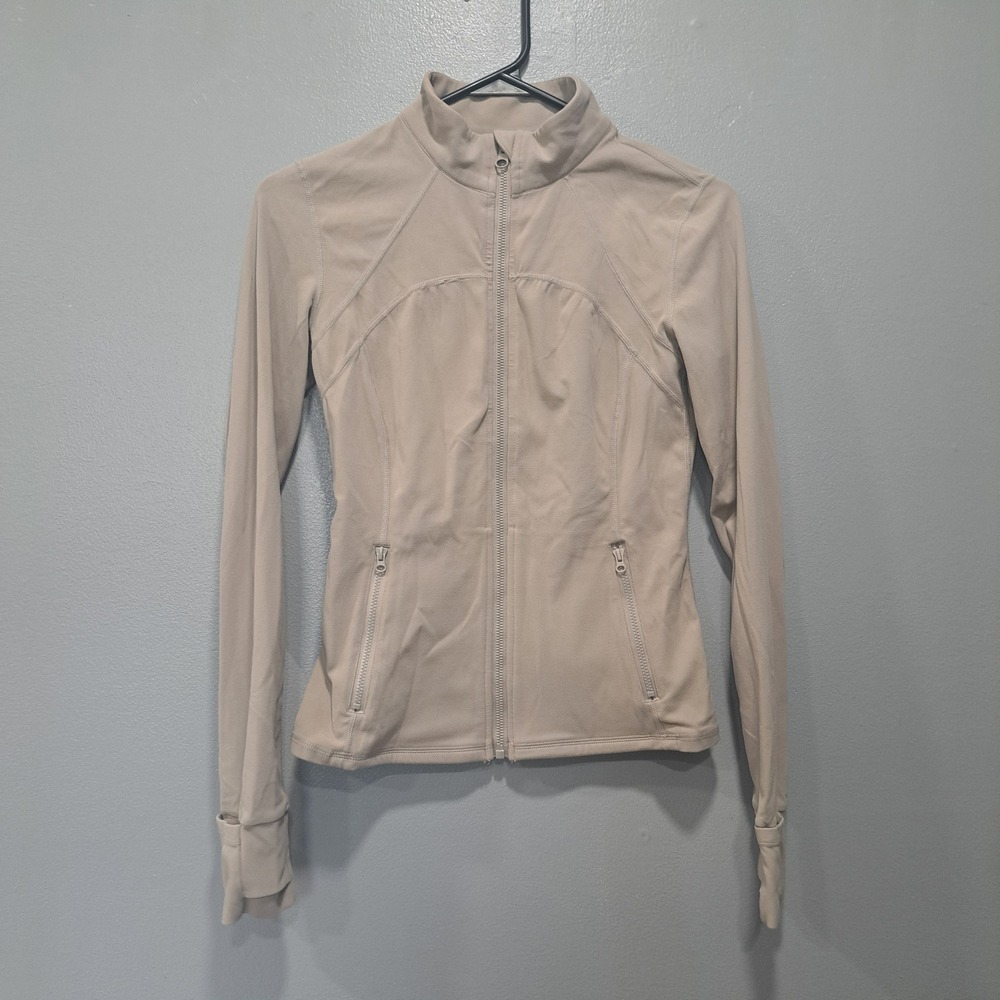 Glowmode FeatherFit Slim-It Active Jacket Medium‎ Tan Beige Full Zip Thumbholes